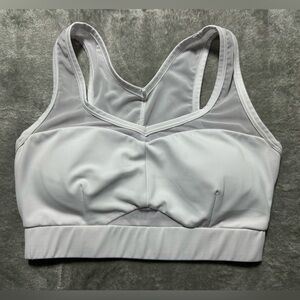 Cleo Harper Sports Bra Womens XS White Mesh Gold Logo Racer Back Padded